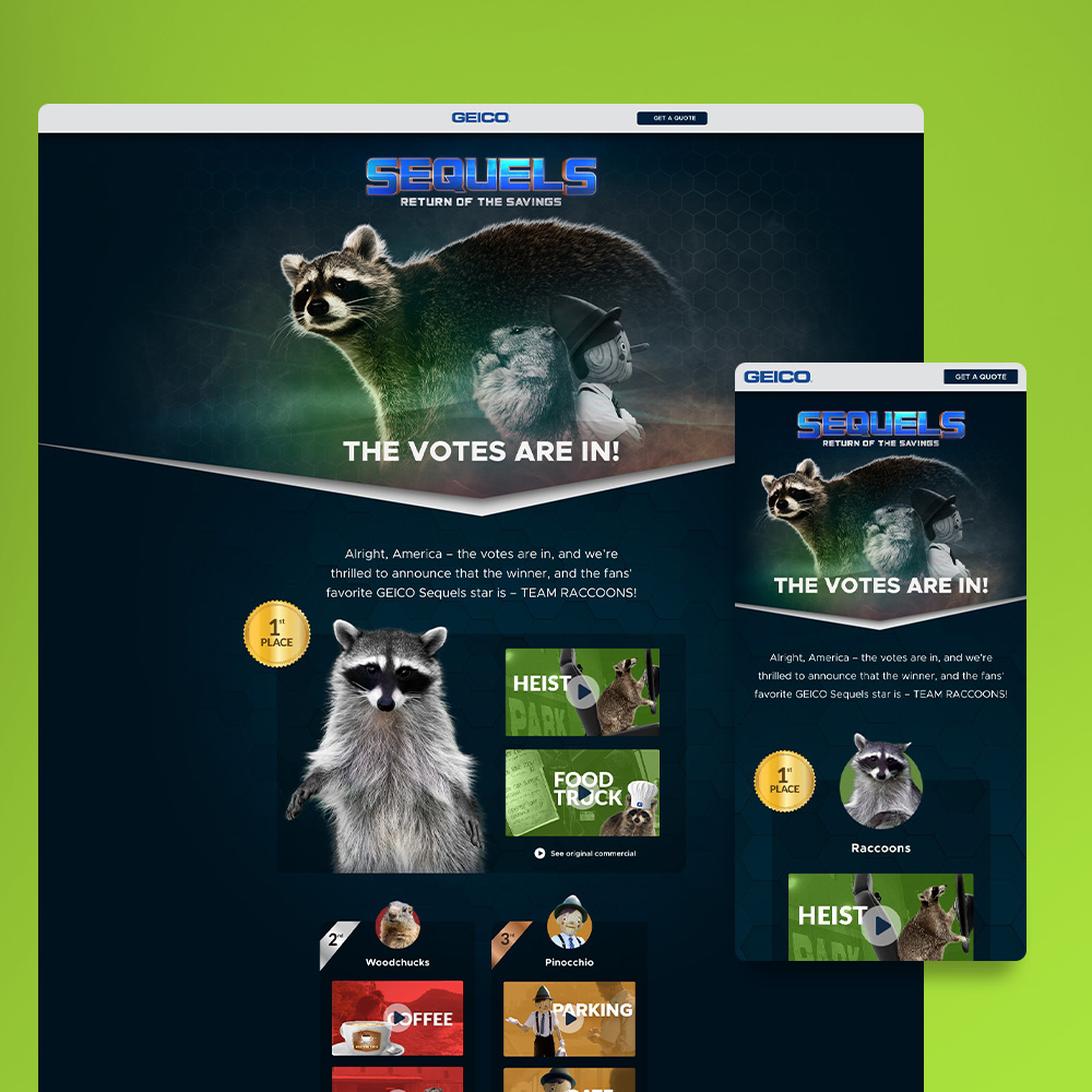 GEICO Sequels Landing Page