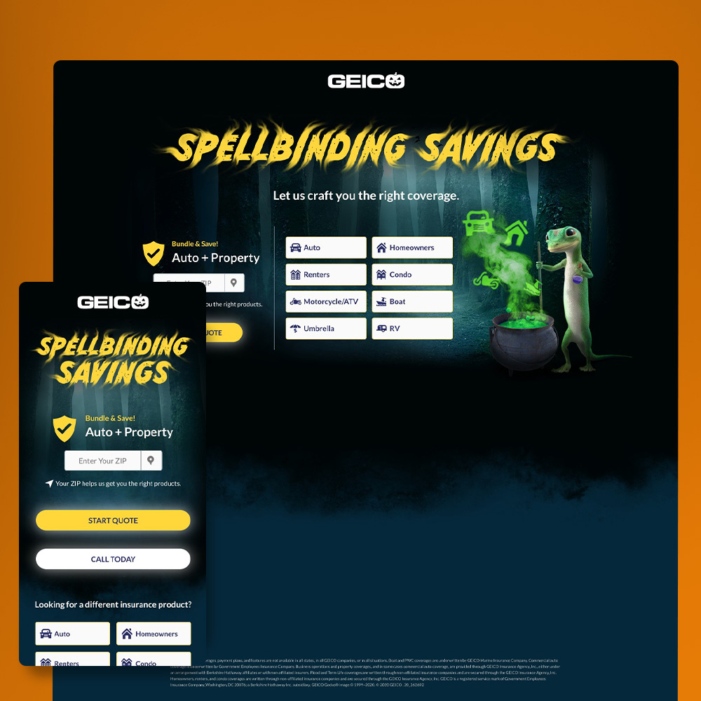 2020 GEICOween landing page takeover
